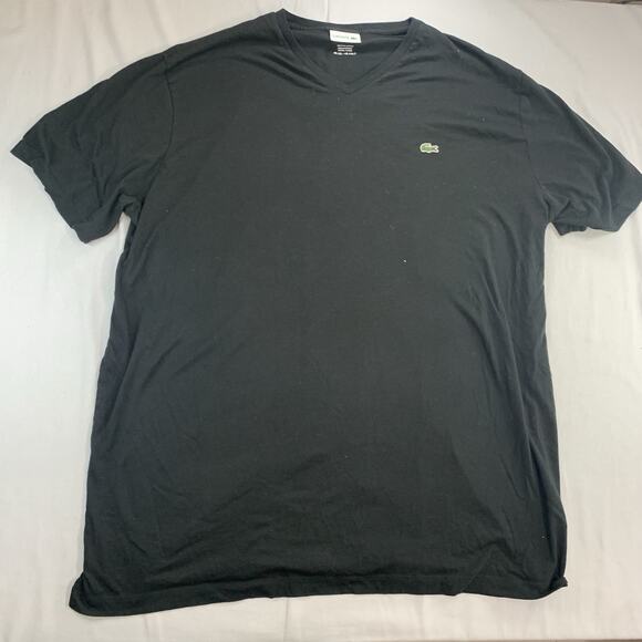 Lacoste V Neck T-Shirt Mens 4XL XXXXL Tall Black - Picture 1 of 6